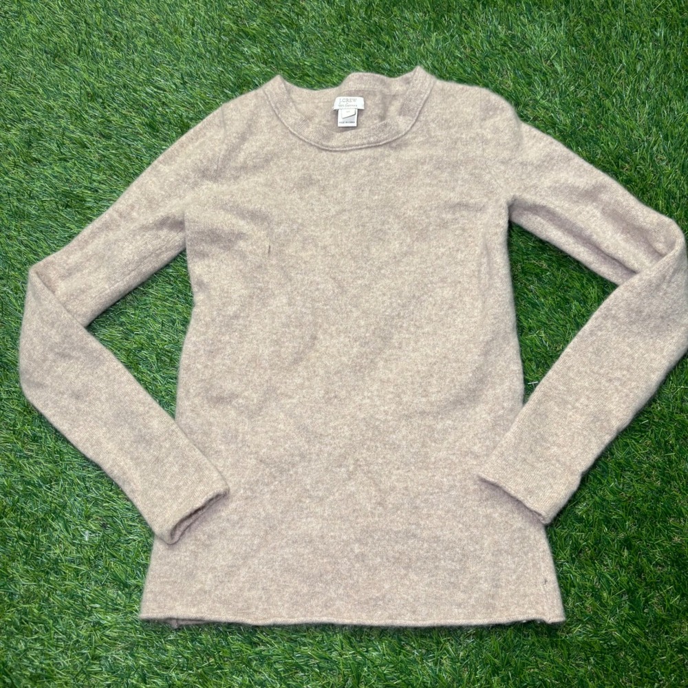 J.Crew 100% Cashmere Crewneck Sweater Tan Beige Heather XS 0240